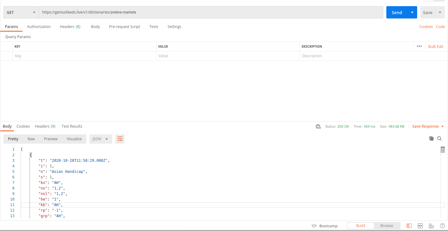 Postman Leagues Dictionary Example