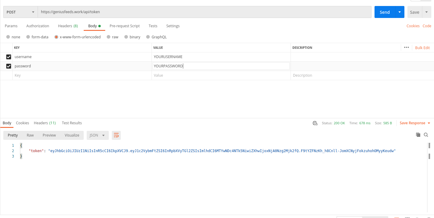 Postman Get Live Token Example